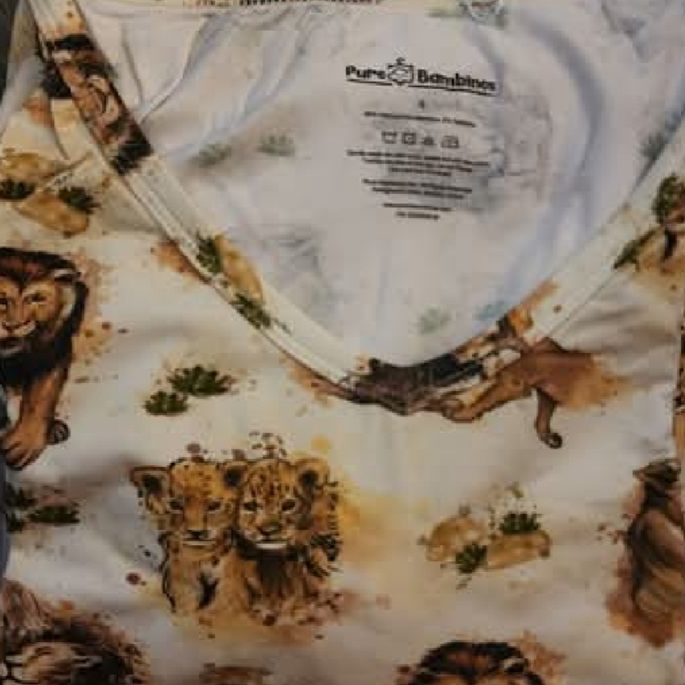 Women's Animal Print Pajama Top - Cream and Brown